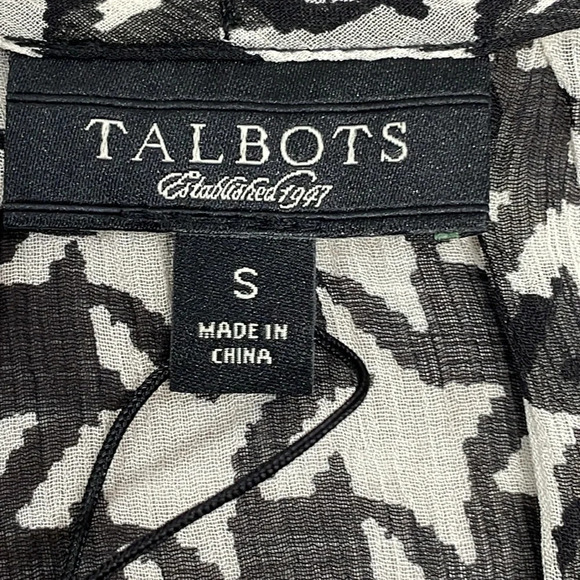NWT Talbots 100% Silk Houndstooth Blouse with Black Camisole S - Picture 11 of 15
